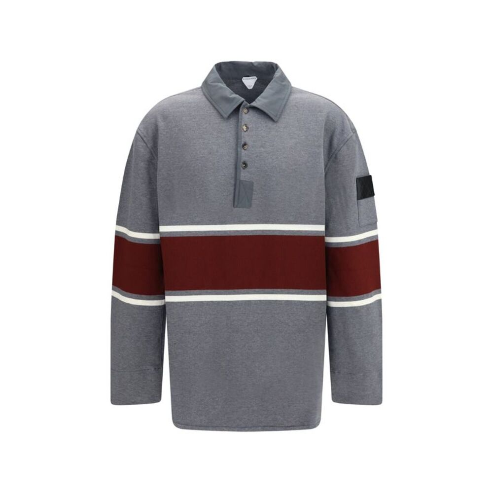 Bottega Veneta Men Oversized Cotton Striped Polo Shirt